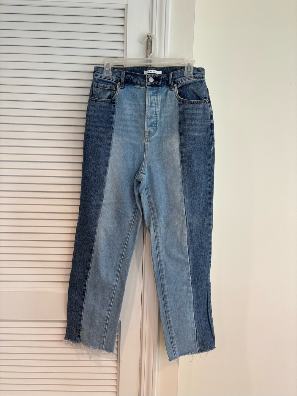 PacSun Two-Tone Straight Leg Jeans - Light & Dark Blue